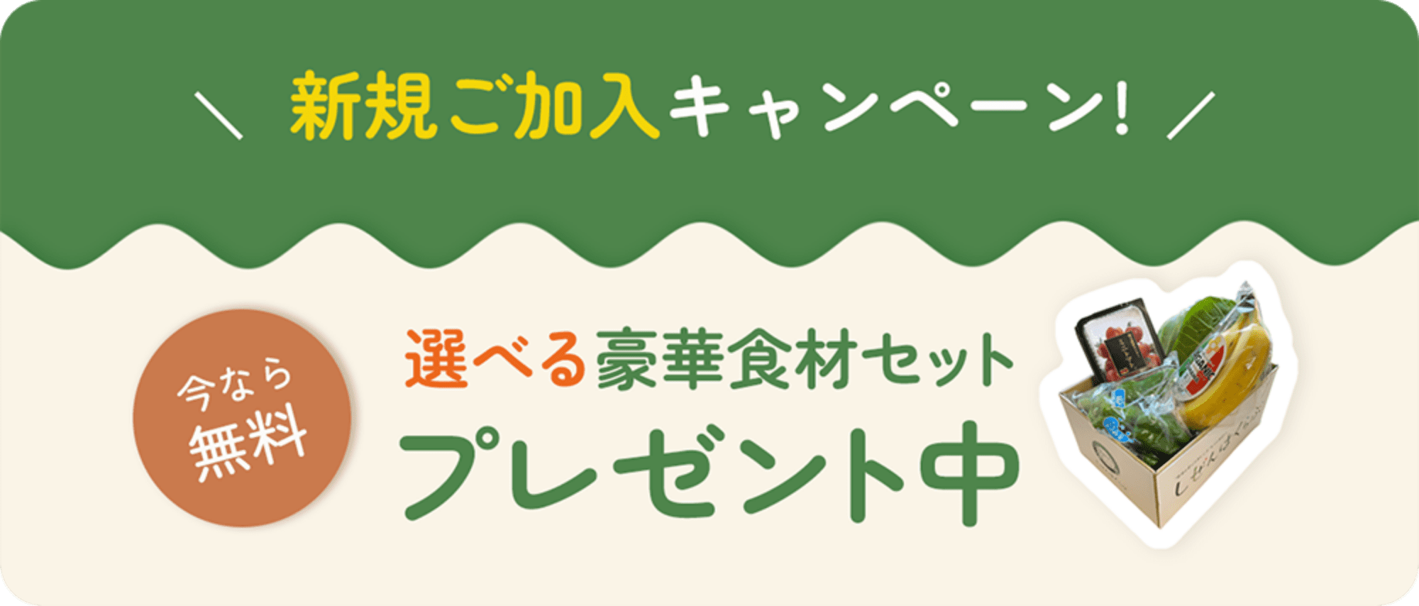 新規ご加入キャンペーン！今なら無料　選べる豪華食材セットプレゼント中